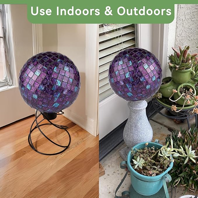 Lily's Home Glass Gazing Ball | Holographic Effect, Stunning Rainbow Color Reflection Effect