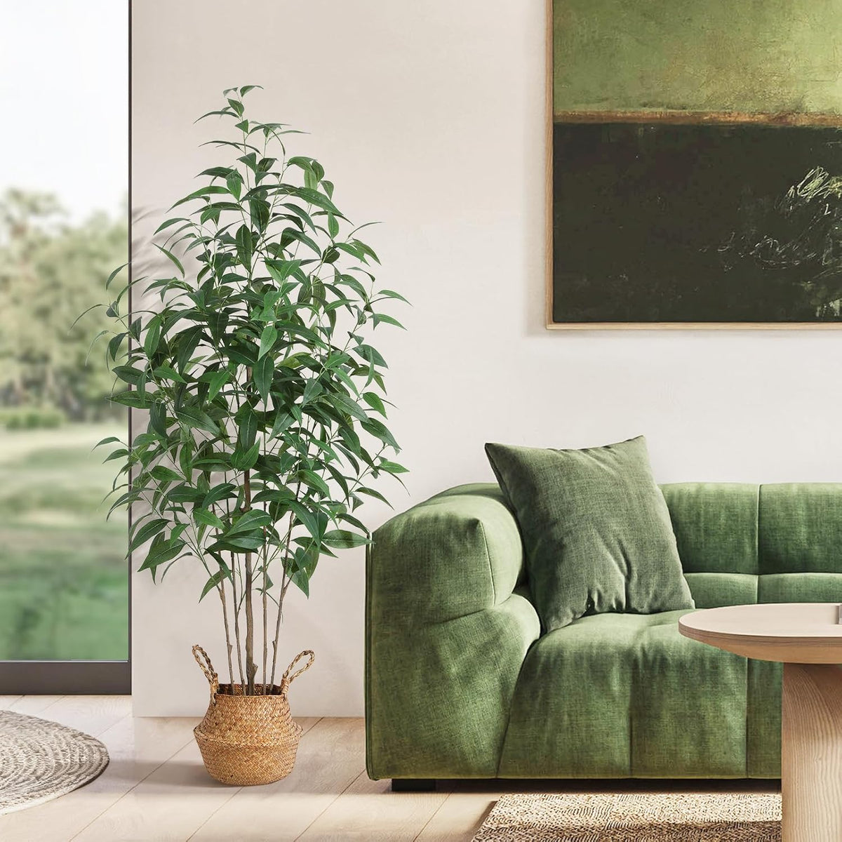 Artificial Eucalyptus Tree,5Ft Tree Fake Plant in Pot for Home and Office Decor,Potted Faux Plants
