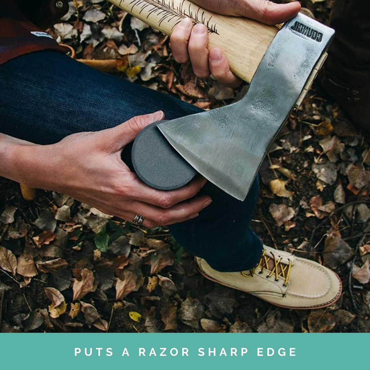 Sharp Pebble Puck/Disk - Axe/Hatchet Large Sharpening Stone- Whetstone Blade & Tool Sharpener- Dual
