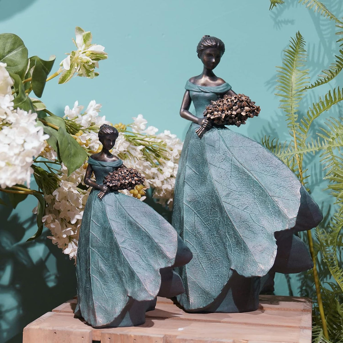 Guichifun Fairy Statue Collection Home Decoration - Leaf Angel Girls Resin Home Garden Patio Decor