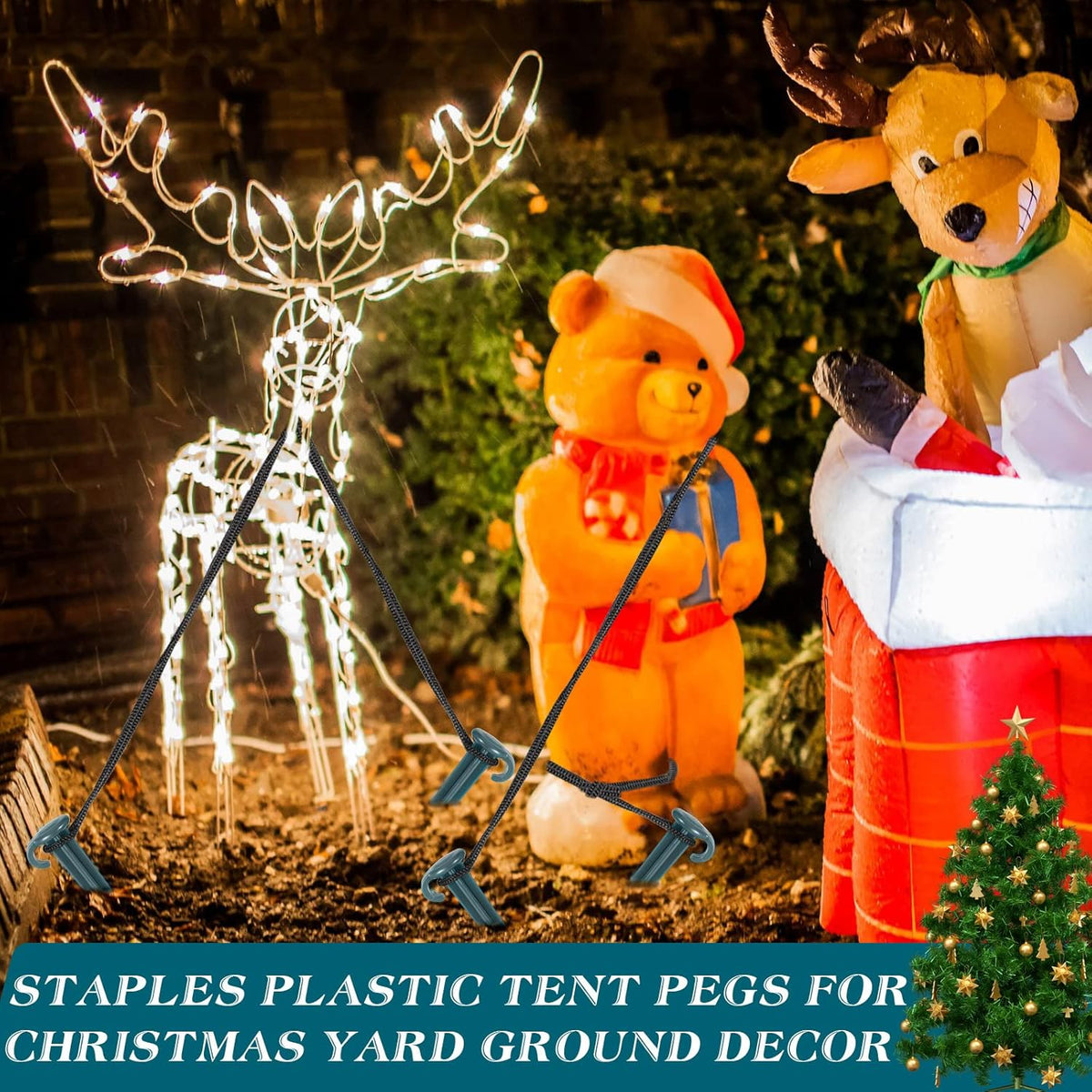 Vicenpal 18 Pcs 7 Inch Plastic Yard Stakes Inflatables Heavy Duty Plastic Garden Stakes for Tent
