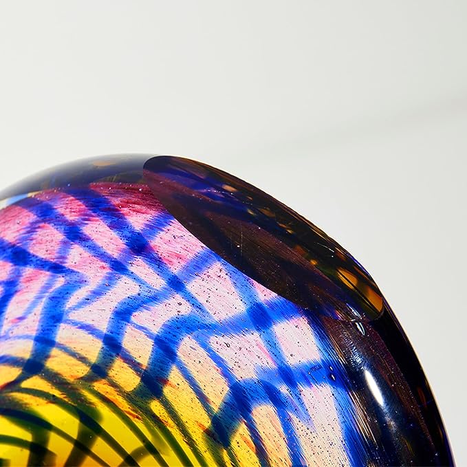 Luxury Lane Hand Blown Abstract Peacock Sommerso Art Glass Sculpture for Home Decor 12 inch Tall