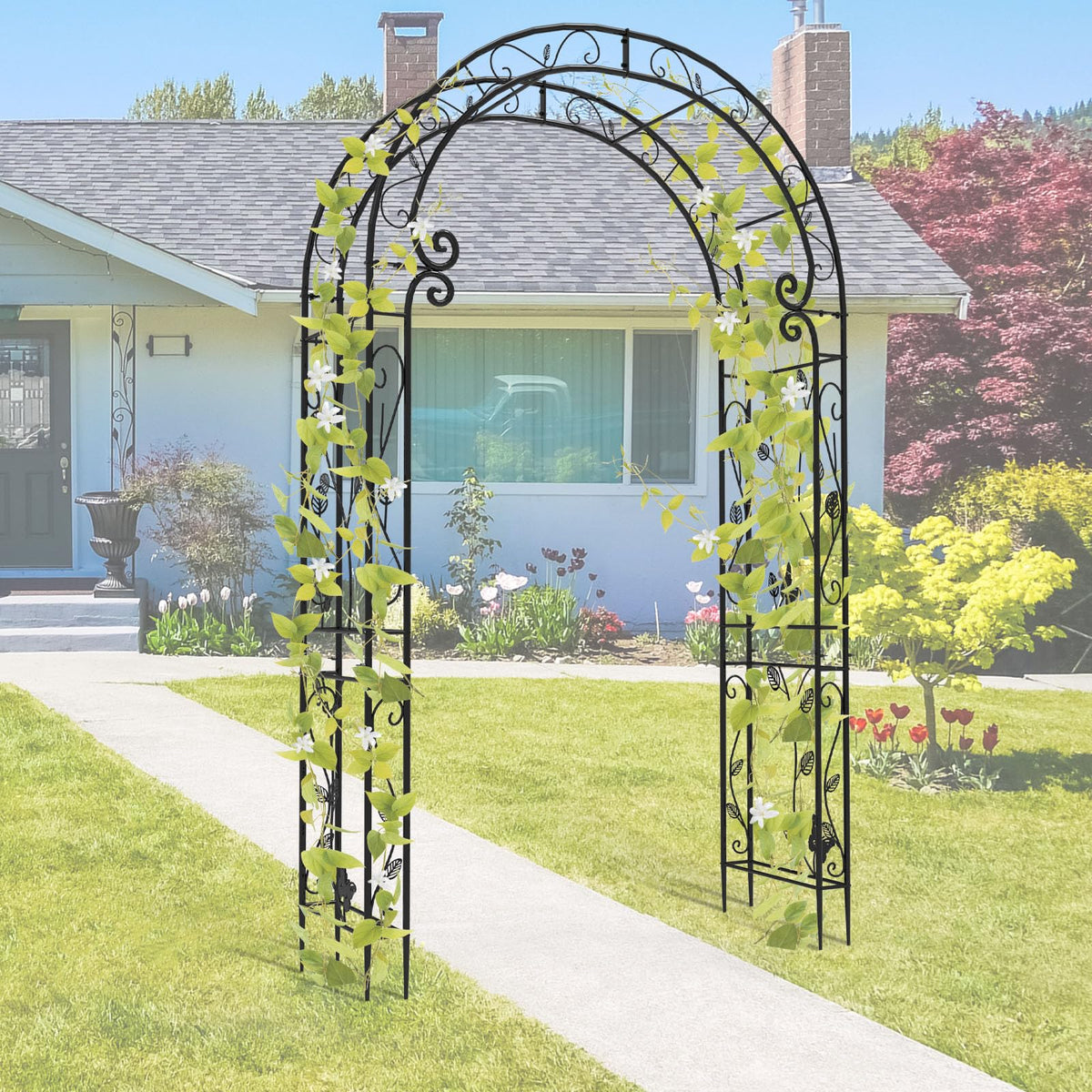 Trellume Garden Abor - 88"(H)*51"(L), Sturdy Metal Garden Arch with Rust-Resistant Finish, Trellis