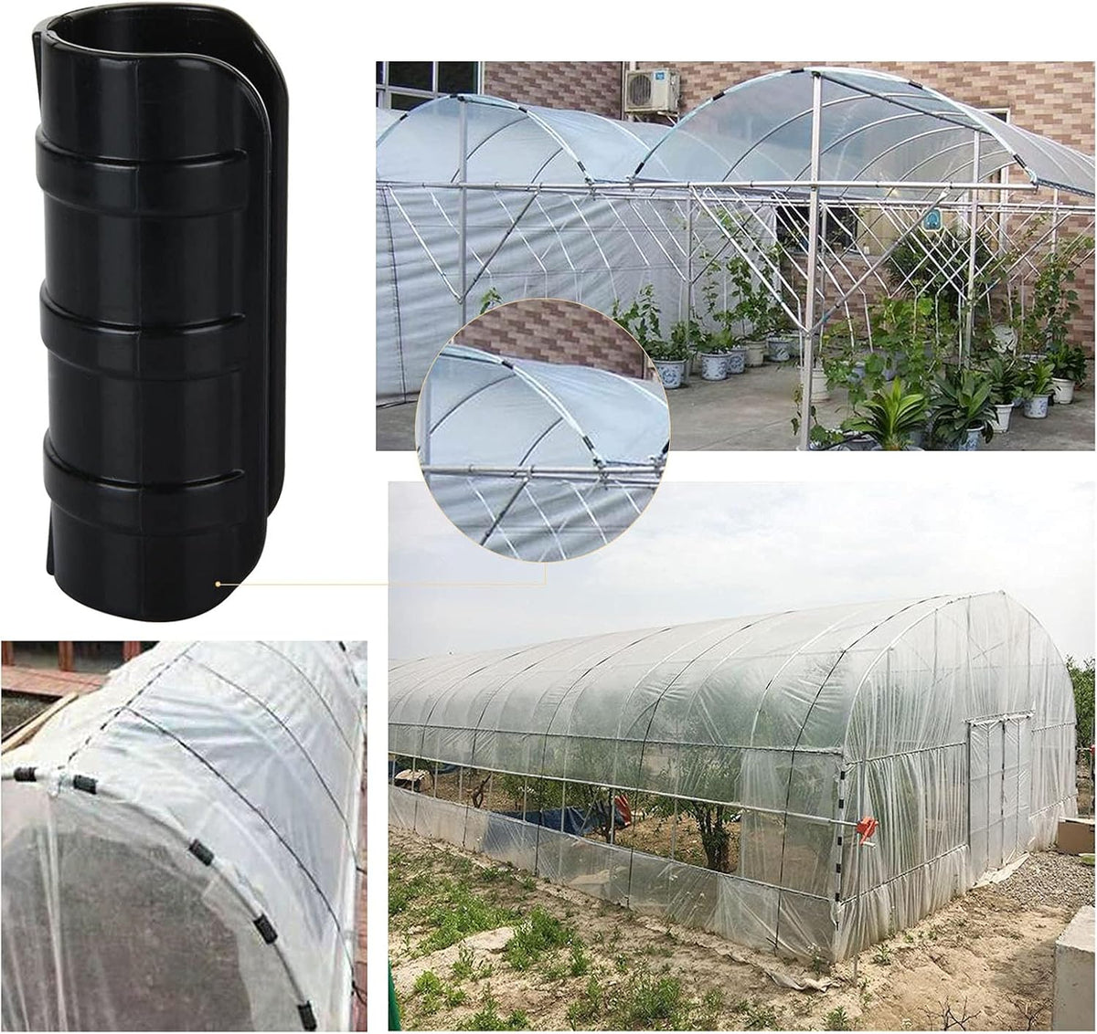 50 PCS 1 inch Greenhouse Clamps Clips 26mm Black ABS Snap Clamp Tube Clip Garden Buildings Tube