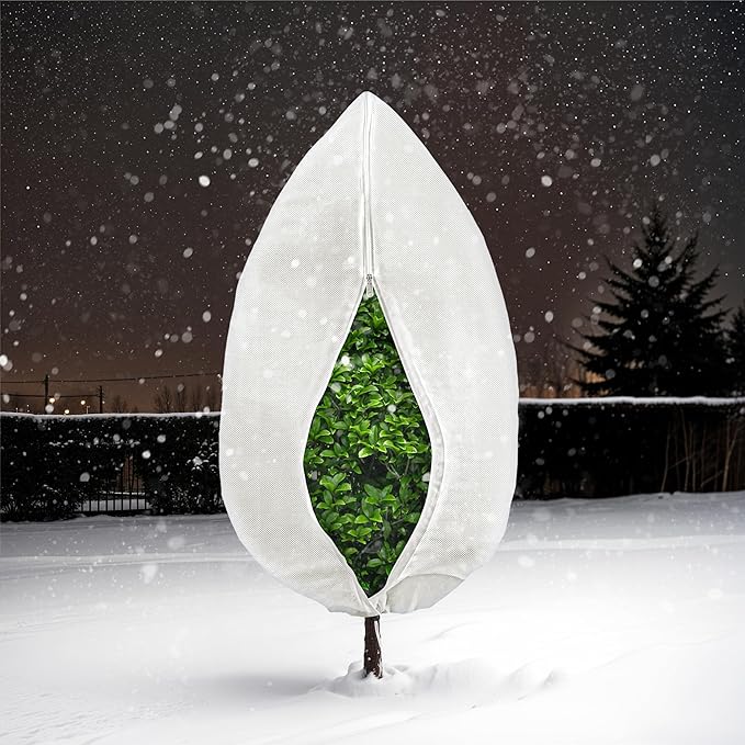 Plant Covers Freeze Protection, 1 Pack 78''× 95'' White Frost Cloths Blankets with Zipper