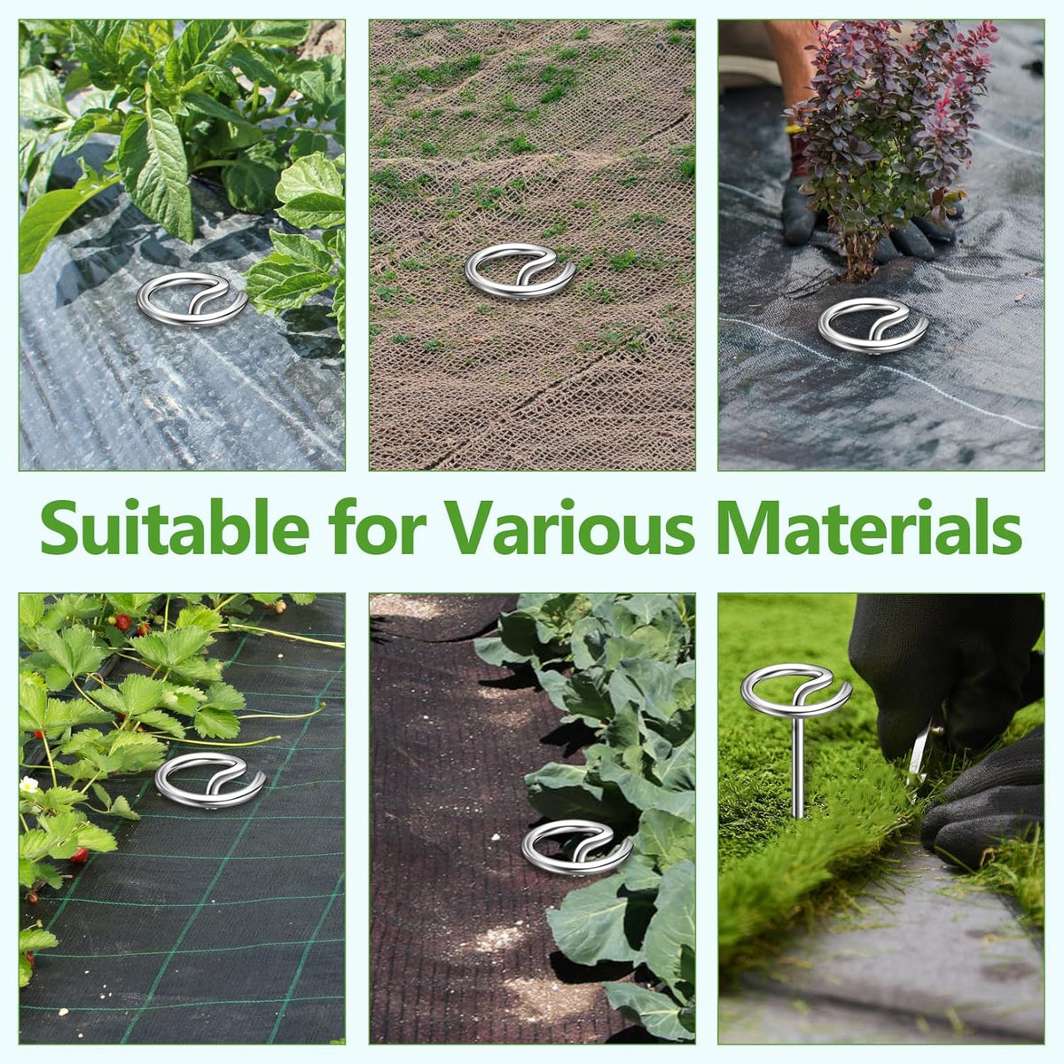 120 Pcs Landscape Staples, Thickened 8 Gauge Circle Top Landscape Fabric Pins, 6 Inch Galvanized