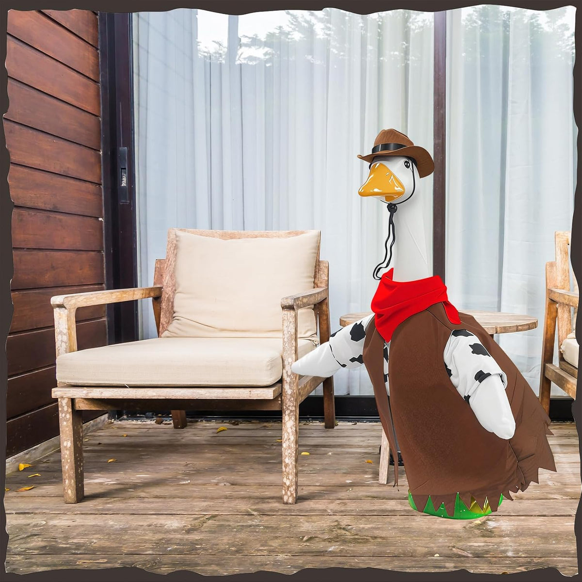 Porch Goose Outfits for 23” High Plastic Goose Cowboy Outfits Clothes for Cement Goose for Indoor