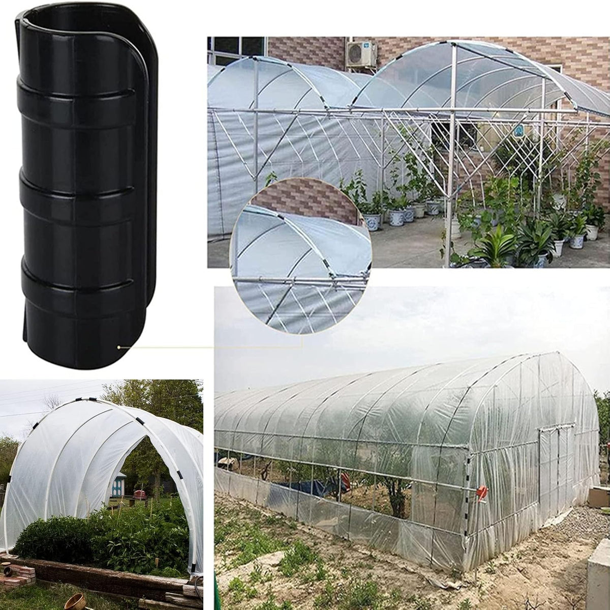 50 PCS Greenhouse Clips 3/4 inch Plastic Greenhouse Clamps 20mm Black ABS Snap Clamp Tube Clip
