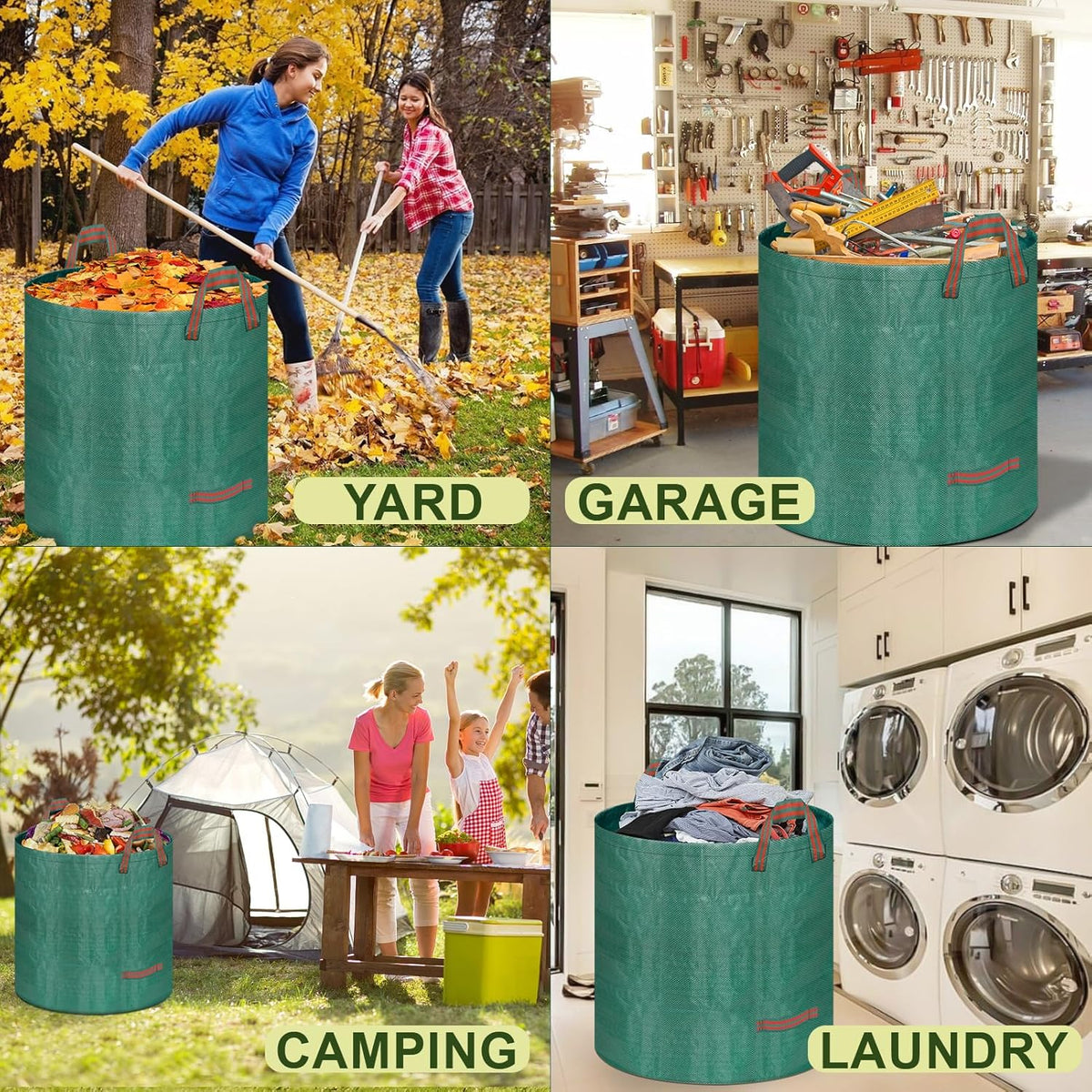 Remiawy Reusable Yard Waste Bags, 3 Packs 72 Gallons Lawn and Leaf Garden Bags with Reinforced