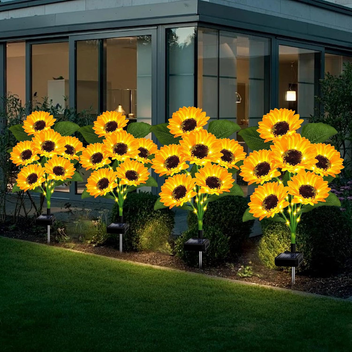 Solar Garden Lights Outdoor, 6 Pack Sunflower Lights with 36 Sunflower, Waterproof 60 Led Garden