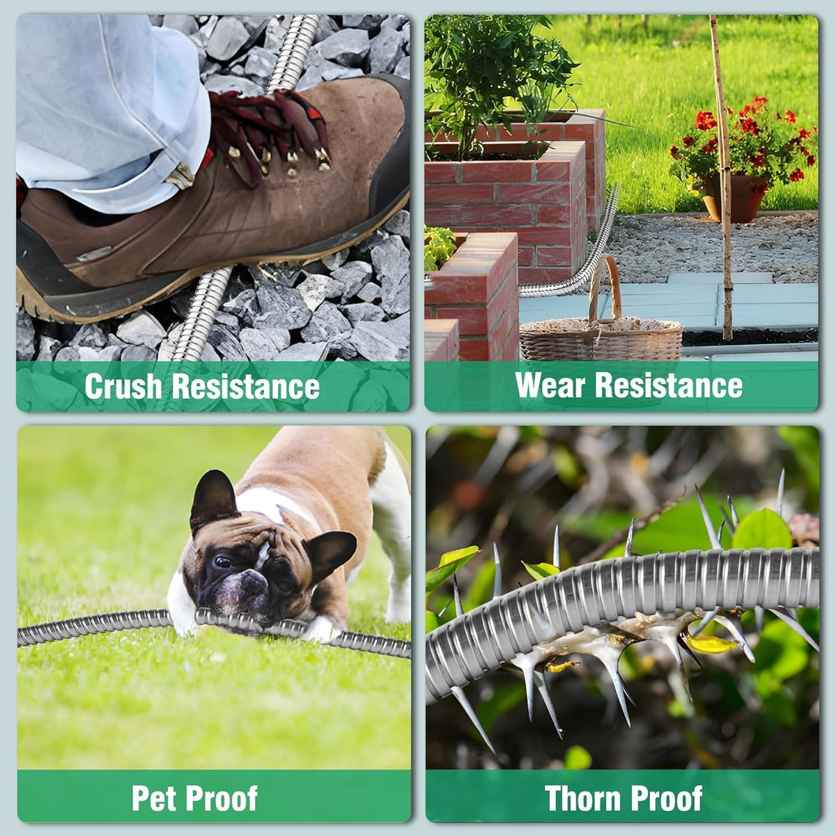 200Ft Metal Garden Hose durable stainless steel Water Hose, flexible, lightweight hose is resistant