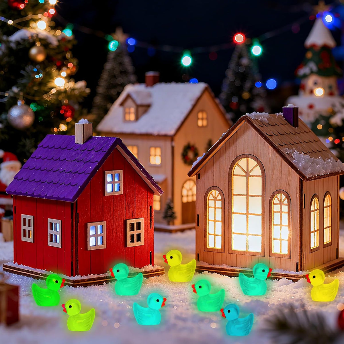 280 pcs Luminous Mini Resin Ducks, Glow in The Dark Tiny Ducks Figures to Hide, Bulk Plastic Duck