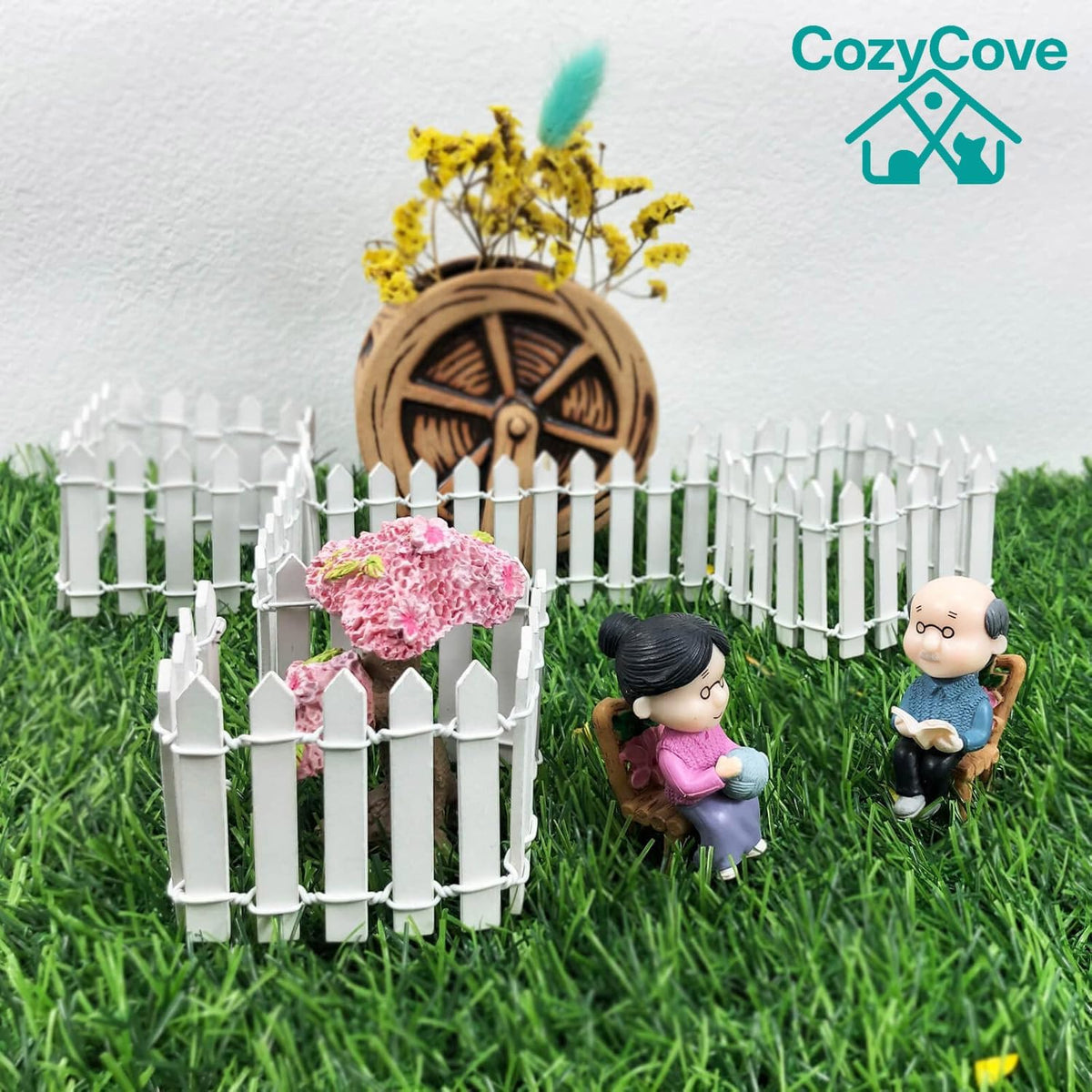 Miniature Fairy Garden Fence 35 Inches,Fairy Garden Accessories Outdoor Wood Picket Fence,DIY