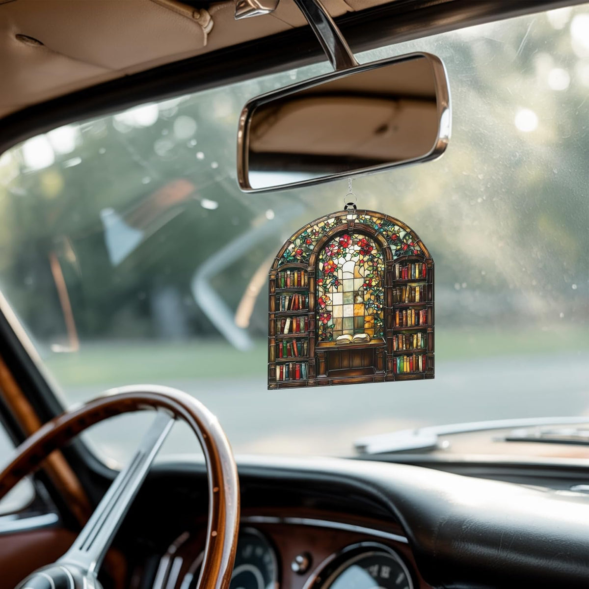 Floral Library Books Bookish Acrylic Suncatcher Stained Glass Effect Window Car Hanging Christmas
