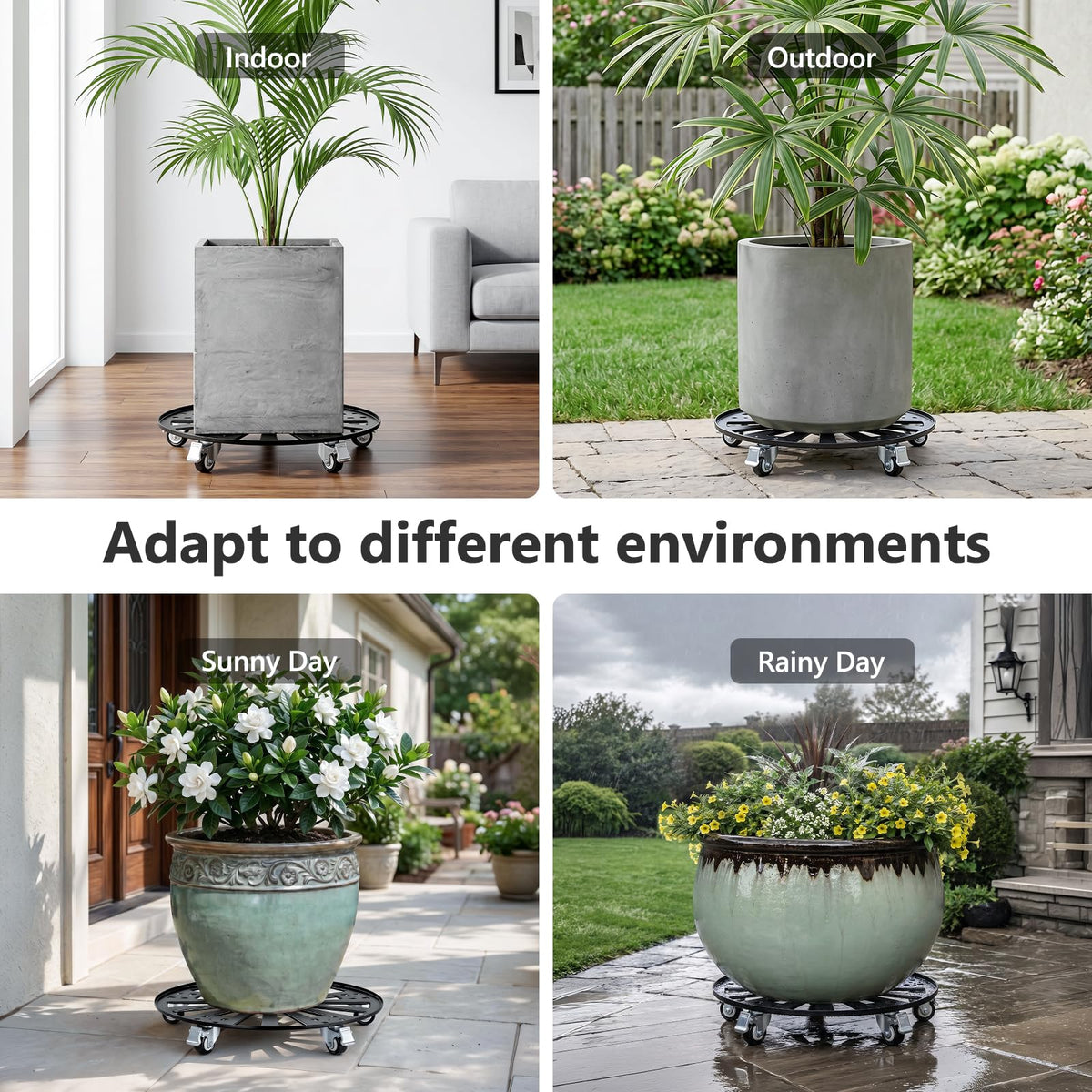 KEDSUM 16" Plant Caddy with Wheels, Anti-Rust & Anti-Slip Plant Stand with Wheels, 440LBS Heavy