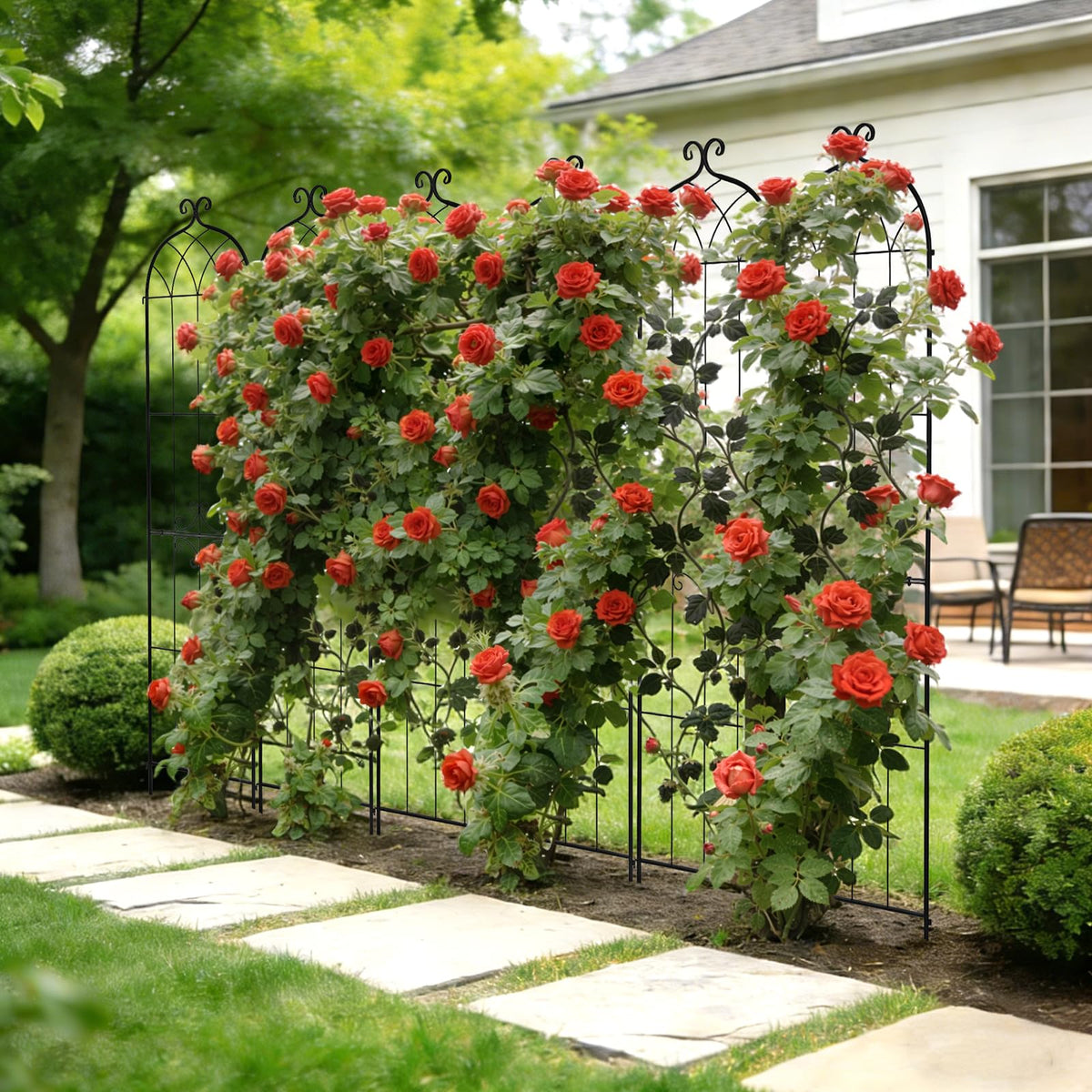 VEVOR 4 Packs Metal Garden Trellis for Climbing Plants Outdoor 87x21in, Rustproof Plant Tall