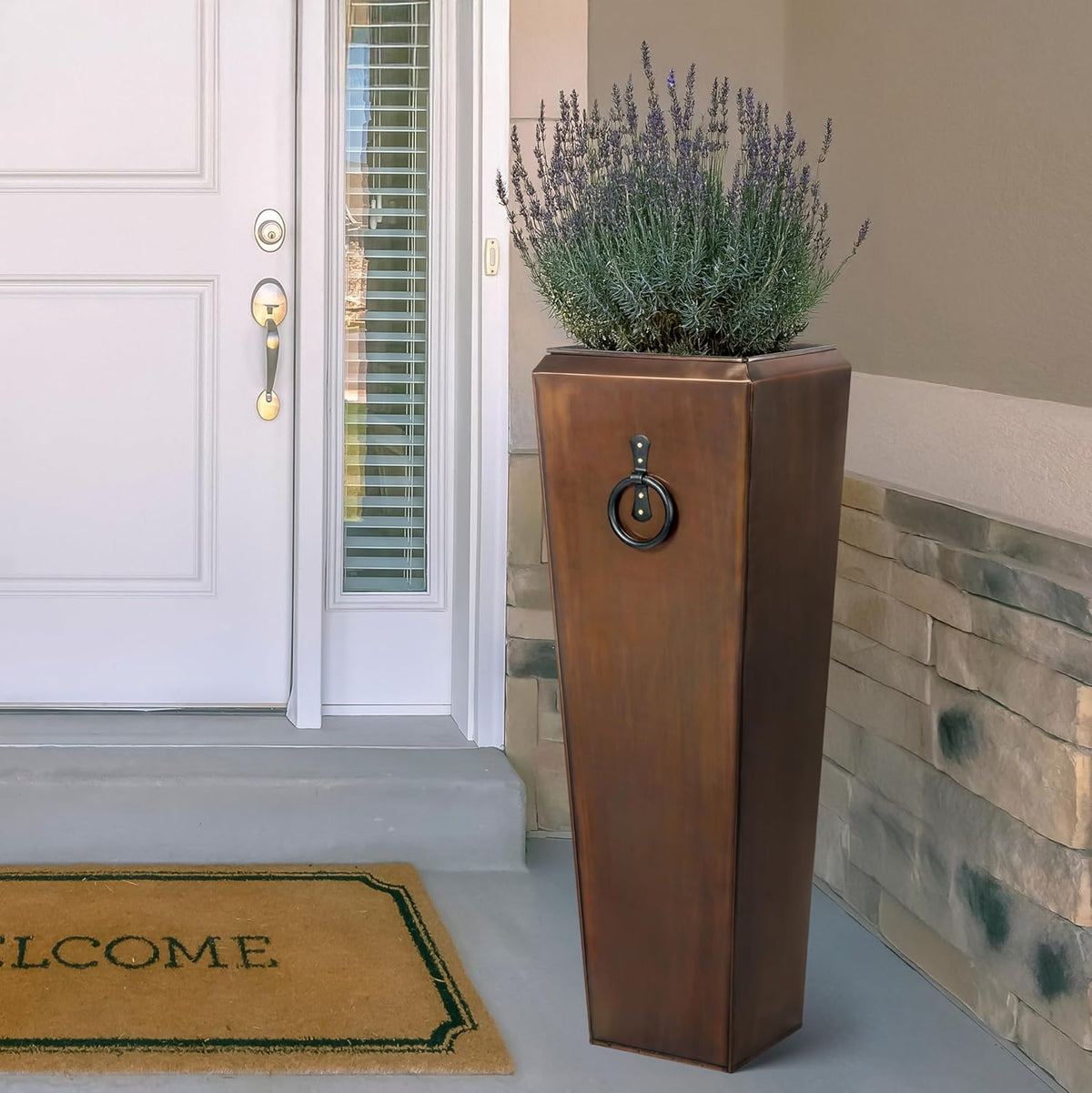 H Potter Tall Outdoor Planters Copper Large Flower Pots Indoor for Patio Balcony Garden Deck Front
