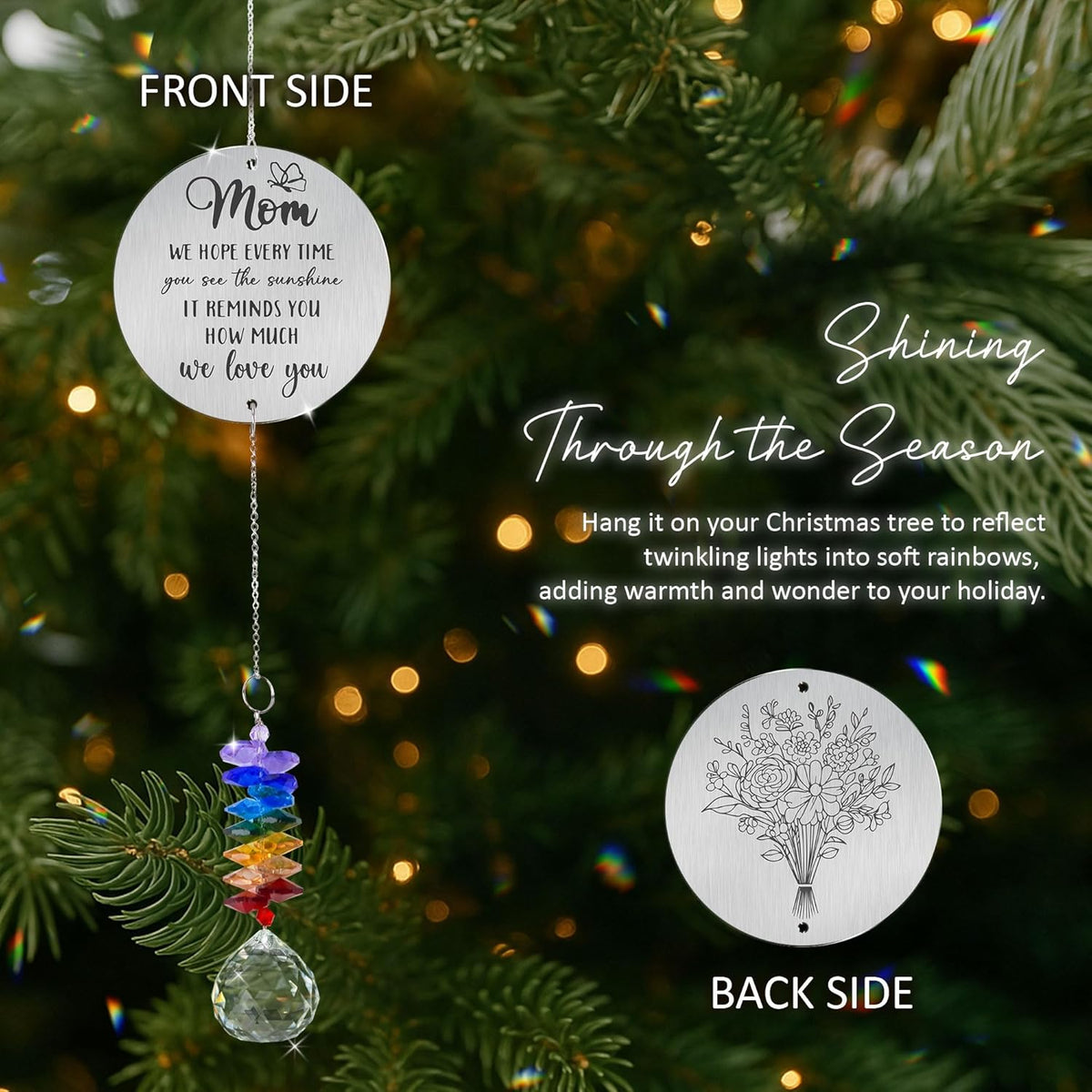 Gifts for Mom - Mom we Love You - Birthday Gift Crystal Suncatcher Rainbow Maker - Hanging Window