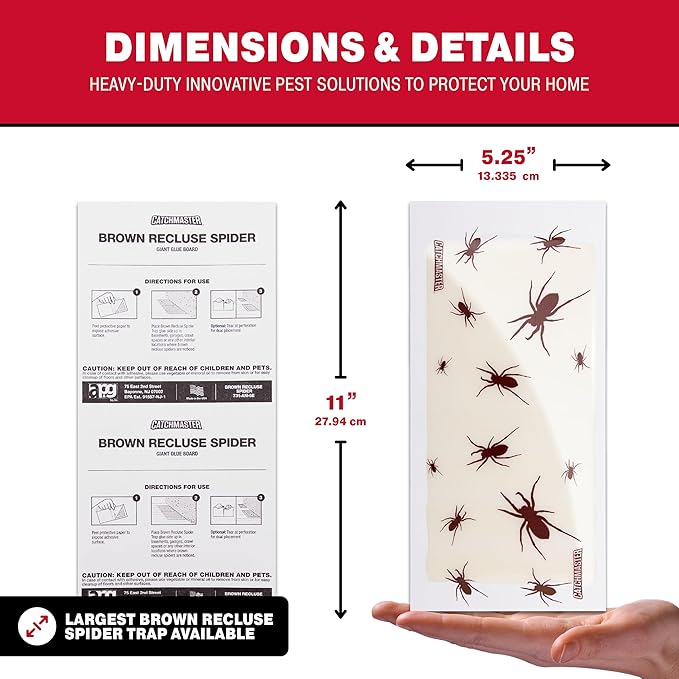 Catchmaster Brown Recluse Spider Giant Glue Boards 6Pk, Adhesive Bug Catcher, Insect, Scorpion