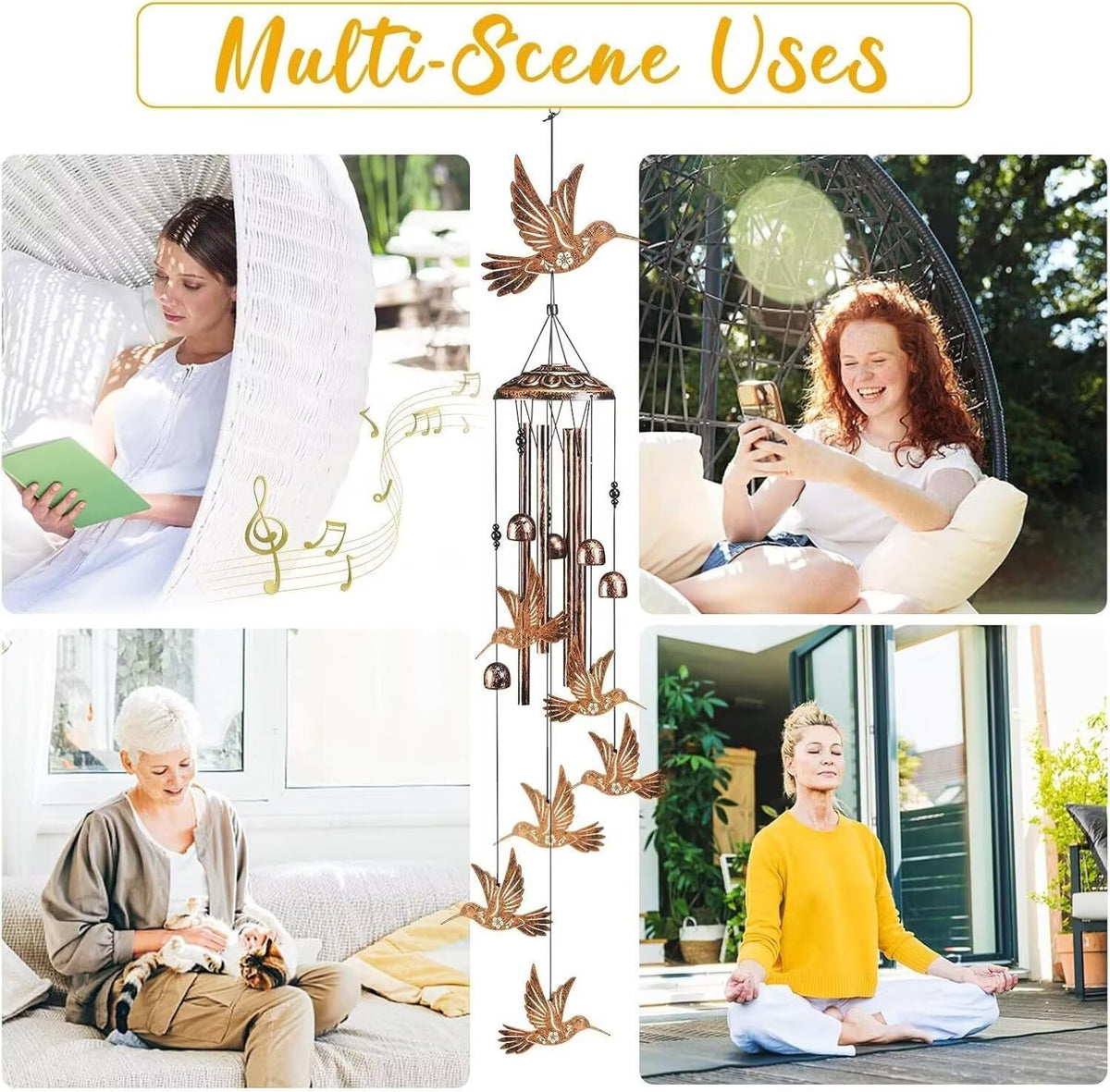 Hummingbird Wind Chimes for Outside,Gardening Gifts for Bird Lover,Women,Men/Mom,Birthday Party