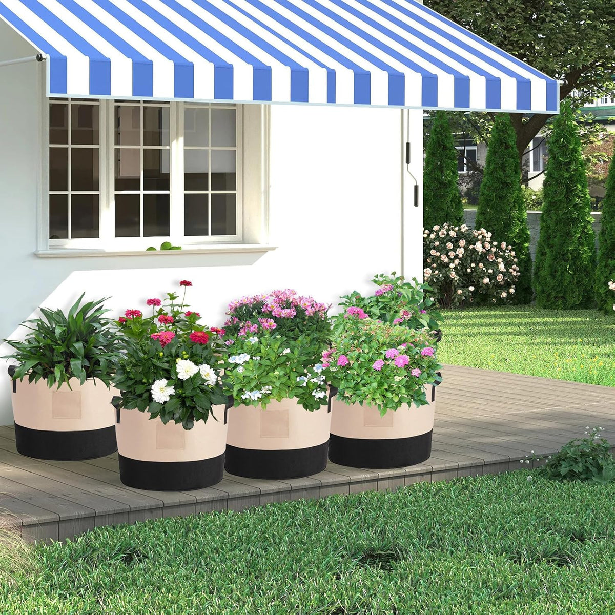LITLANDSTAR 5 Gallon Fabric Grow Bags, 10 Pack Heavy Duty Thickened Nonwoven Plant Grow Bags with