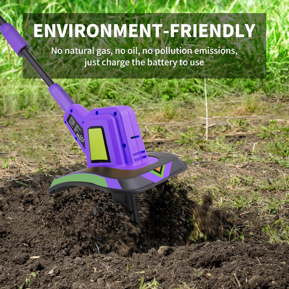 20V Cordless Tiller Cultivator,48 Steel Tines Garden Tiller,8.6 inch Wide Battery Powered Garden