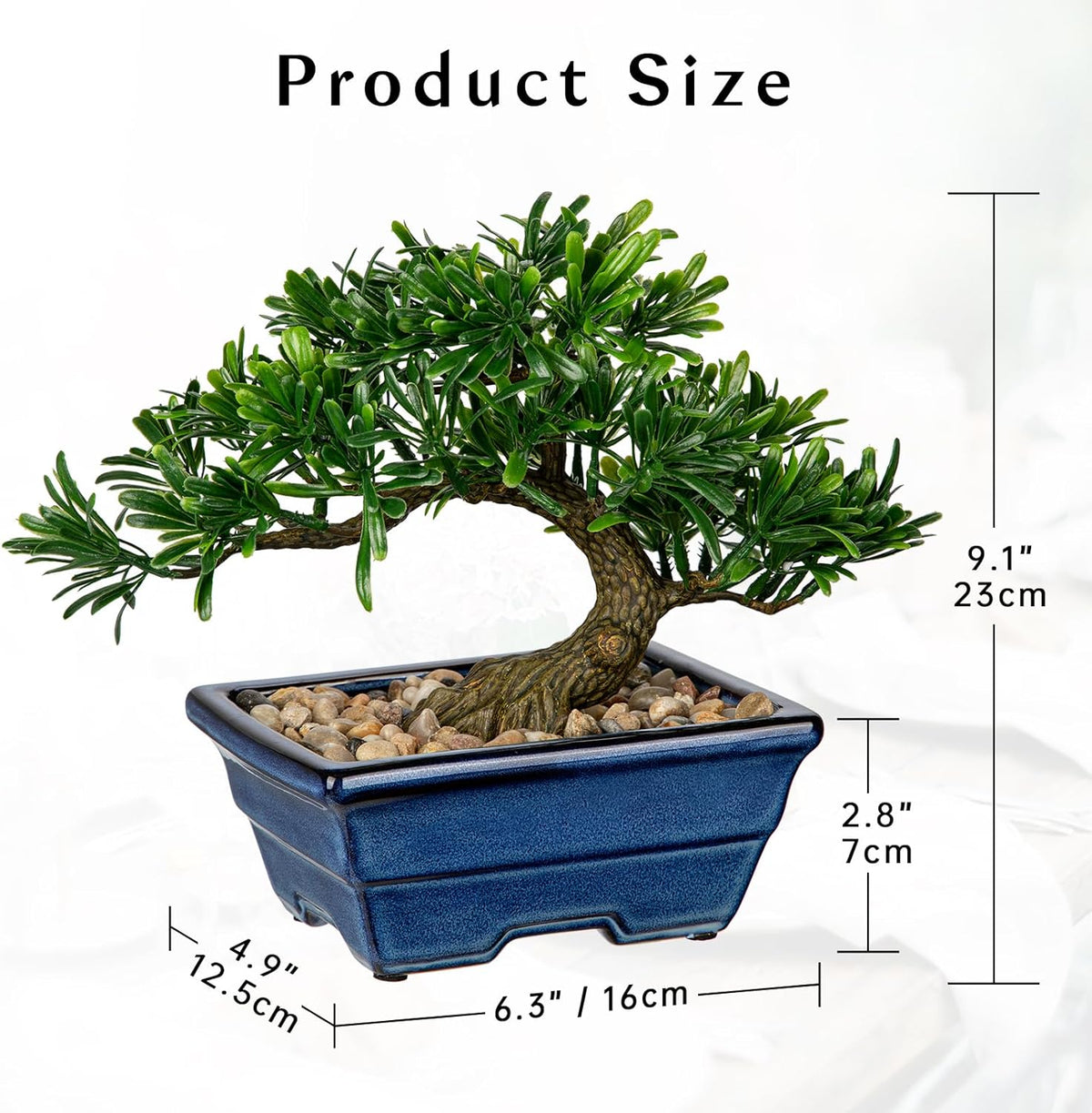 Artificial Bonsai Tree Faux Plants Indoor Small Fake Plants Decor with Blue Ceramic Pots for Home
