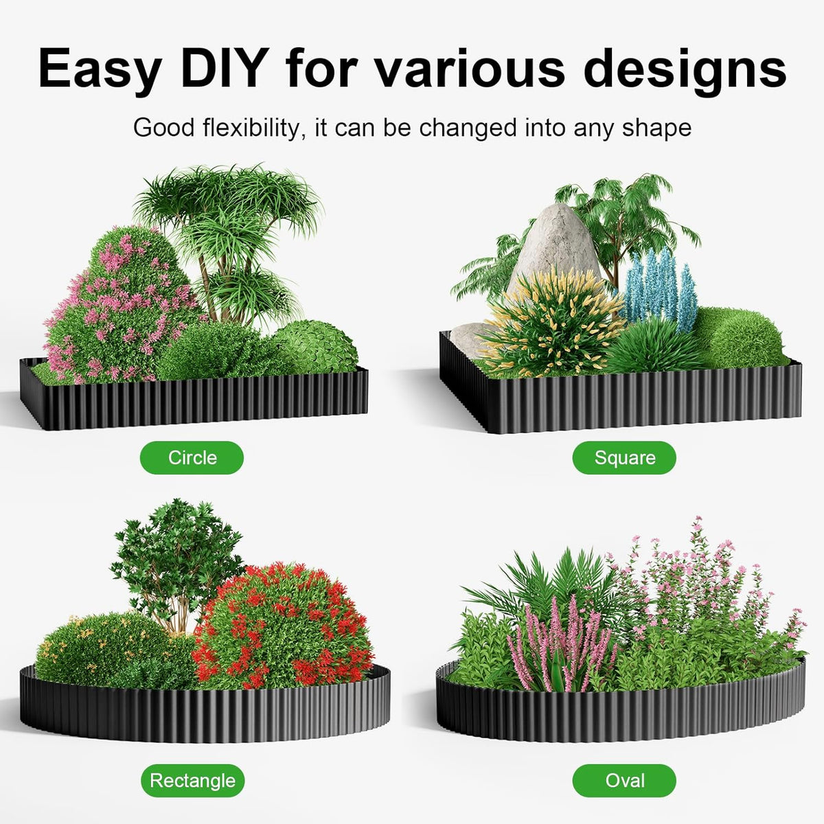 Land Guard Corrugated Garden Edging Border, 6"×25' Landscape Paver Edging, Tall Landscape Edging