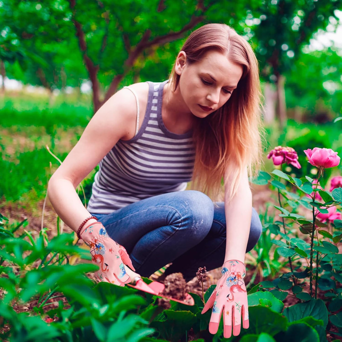 Leather-Gardening-Gloves for Women,Thorn-Proof Work-Gloves for Weeding,Digging,Planting,Pruning