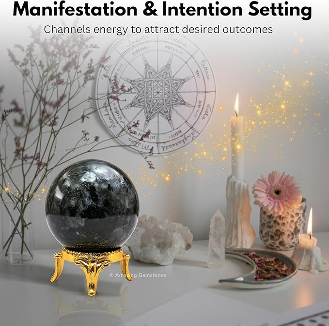 Amazing Gemstone Larvikite Crystal Ball with Stand - 2" Inches Crystal Sphere Meditation Balls for
