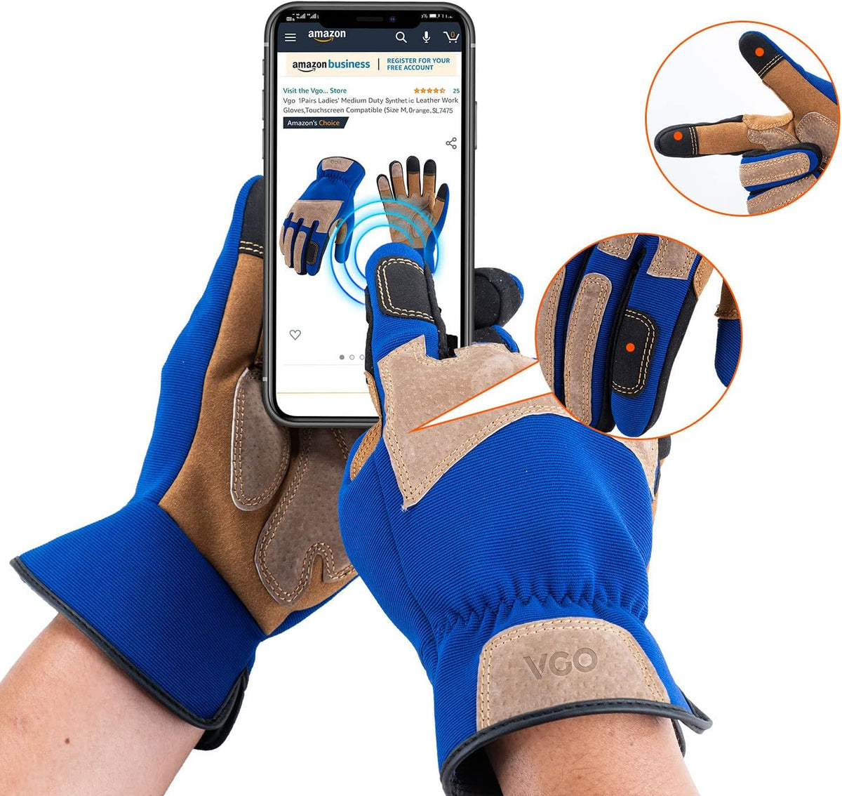 Vgo... 1-Pair Gardening Gloves Men, Safety Work Gloves, Puncture-proof, Thornproof, Touchscreen