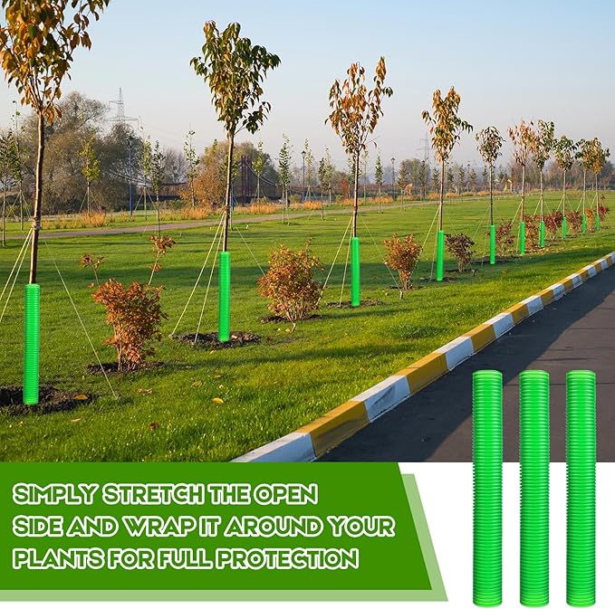 Menkxi 20 Pcs Corrugated Tree Guards Tubes Plastic Saplings Tree Trunk Protectors Wraps to Protect