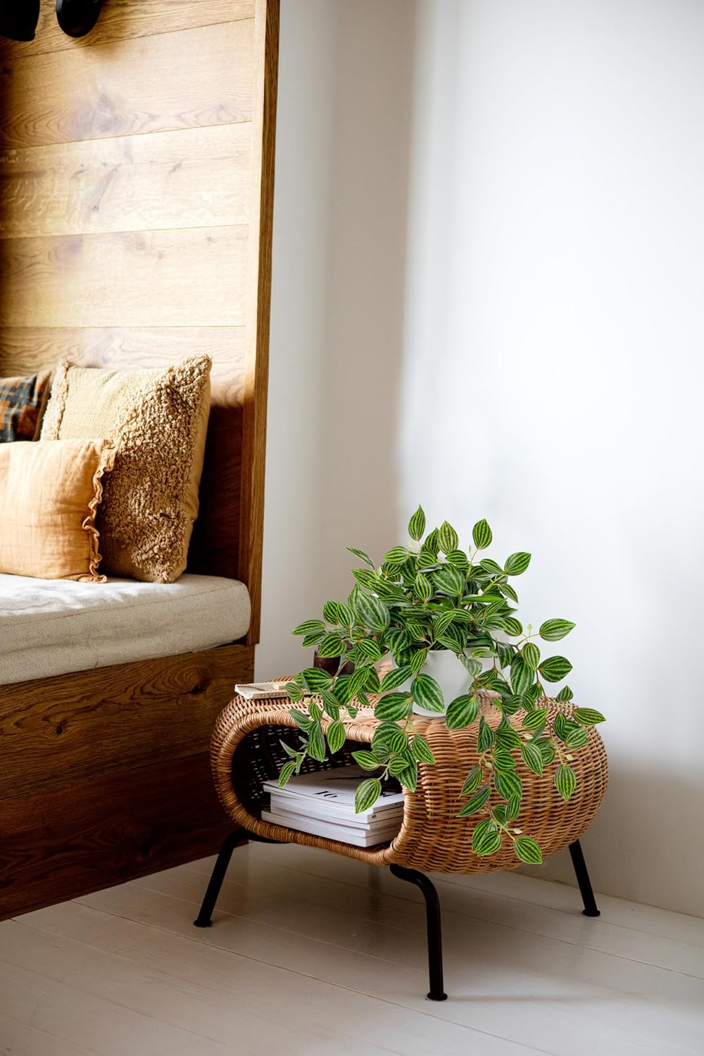 Briful Artificial Plants Indoor Fake Potted Silk Plants Faux Watermelon Peperomia Draping Plant for