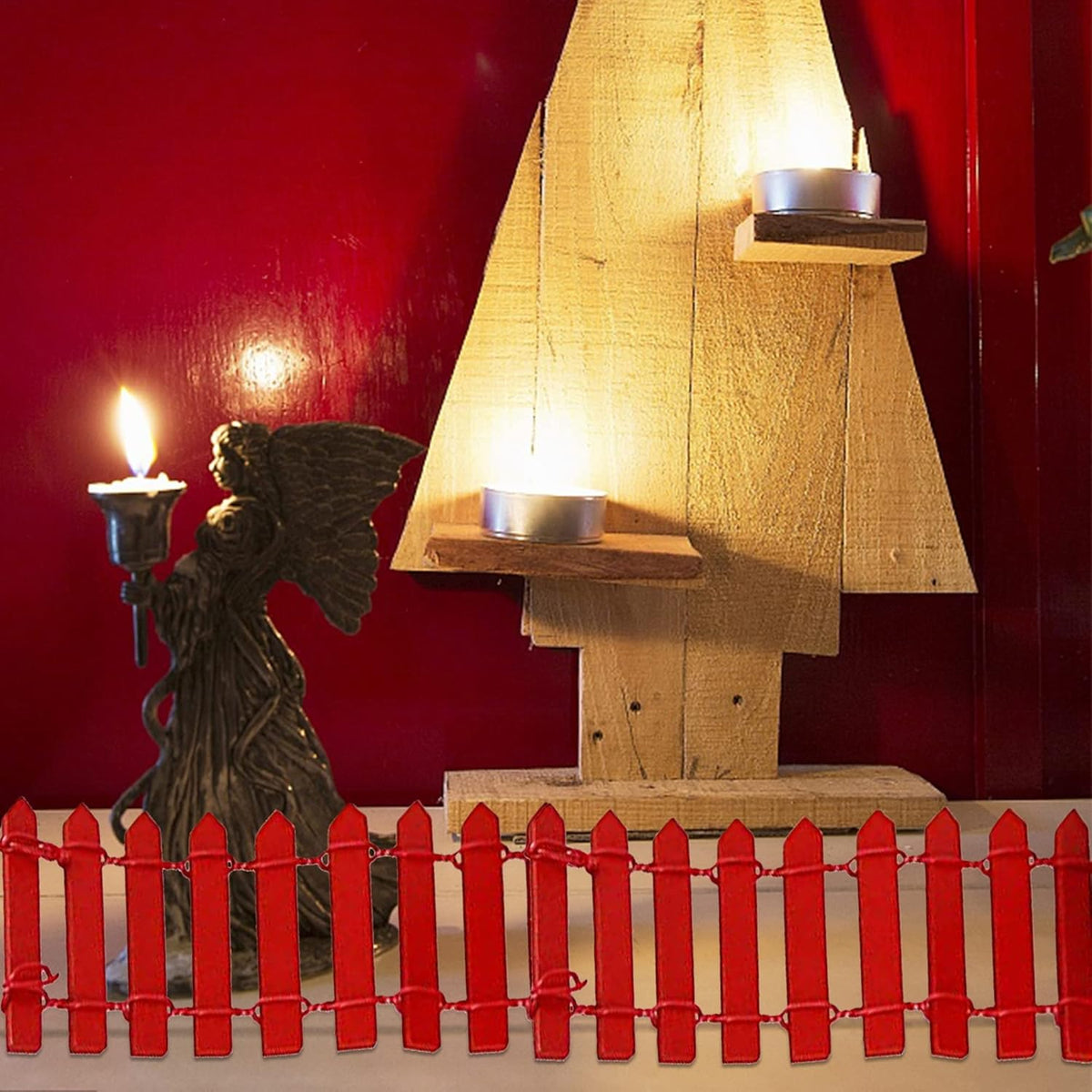 Prsildan Miniature Fairy Fence, Wood Ornament Mini Fence with Dollhouse Scene Props 40 Inches