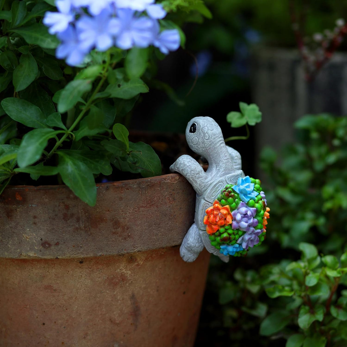 Cute Climbing Turtle Flowerpot Hug Statue, Resin Hanging Turtle Statue Flowerpot, Home Decoration