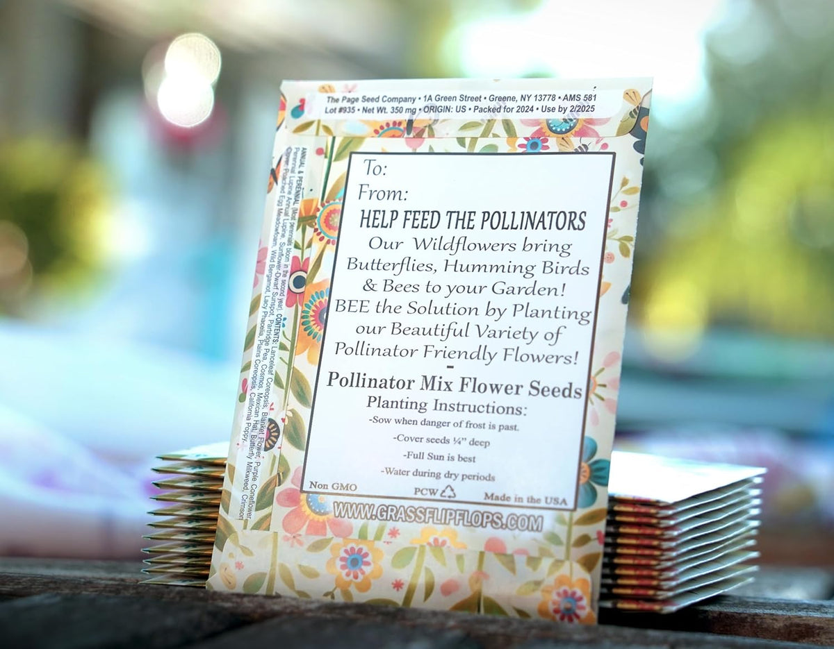 Pollinator Paradise Seed Mix (20 Packs) Seeds Packets for Humming Birds, Butterflies and Bees