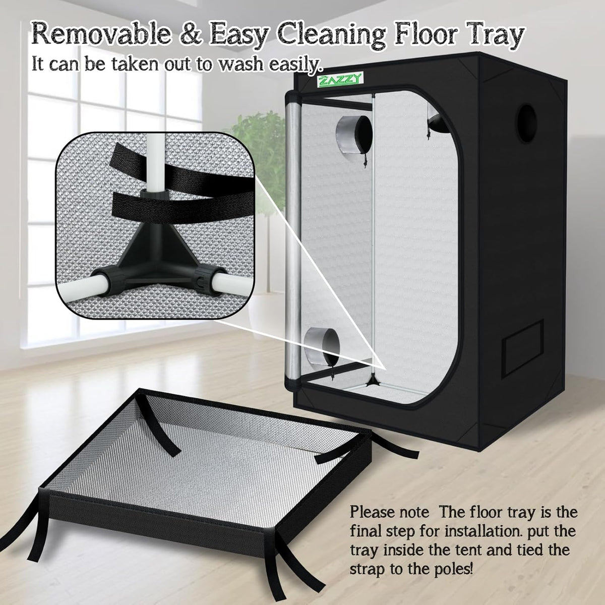 zazzy Grow Tent 3x3 FT, 36"x36"x72" Plant Tent Growing Tent High Reflective Mylar with Observation