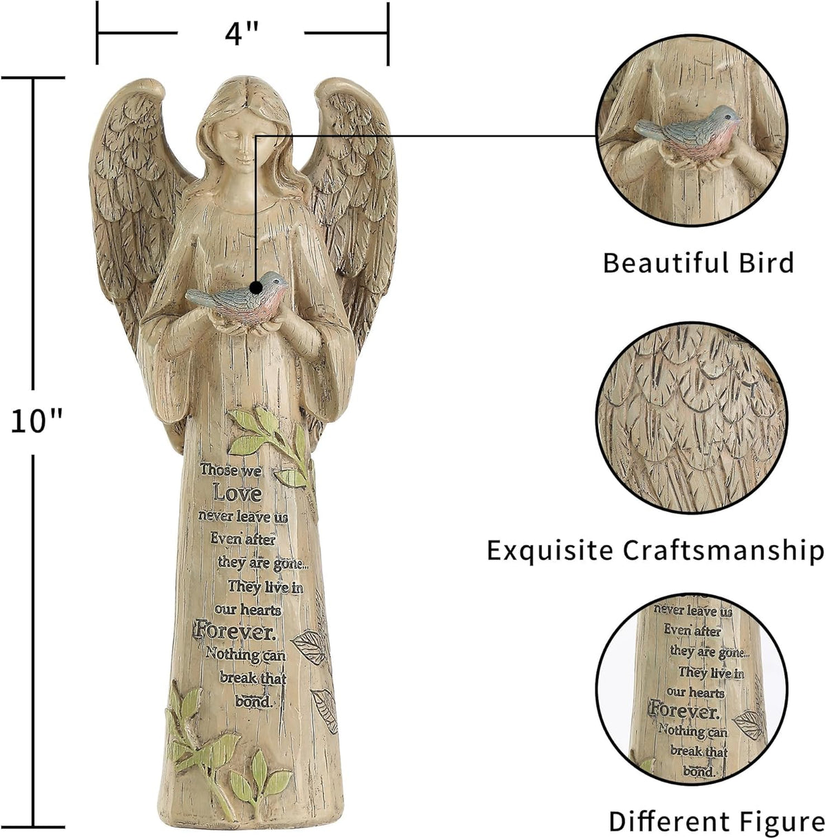 DUSVALLY Angel Statue, Memory Guardian Garden Decor, 10" H Waterproof Outdoor Angel Figurine