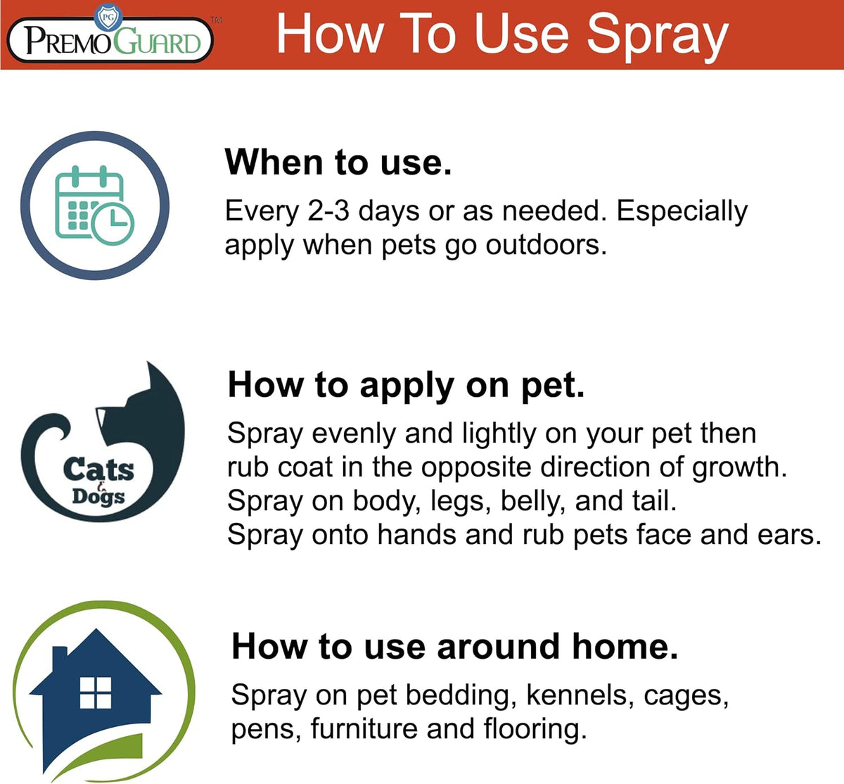 Premo Guard Pet Protector Spray - 32 oz - Kills Mites, Fleas, Ticks, & Mosquitoes - for Dogs, Cats