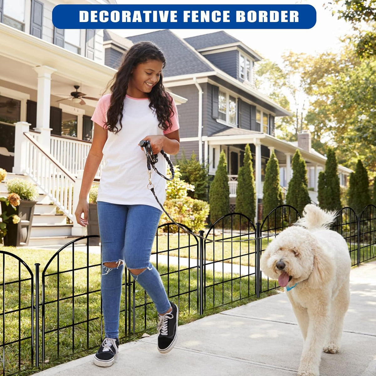 26 Pack Decorative Garden Fence, 22in X 28ft Arched No Dig Fence Border, Garden Edging Border