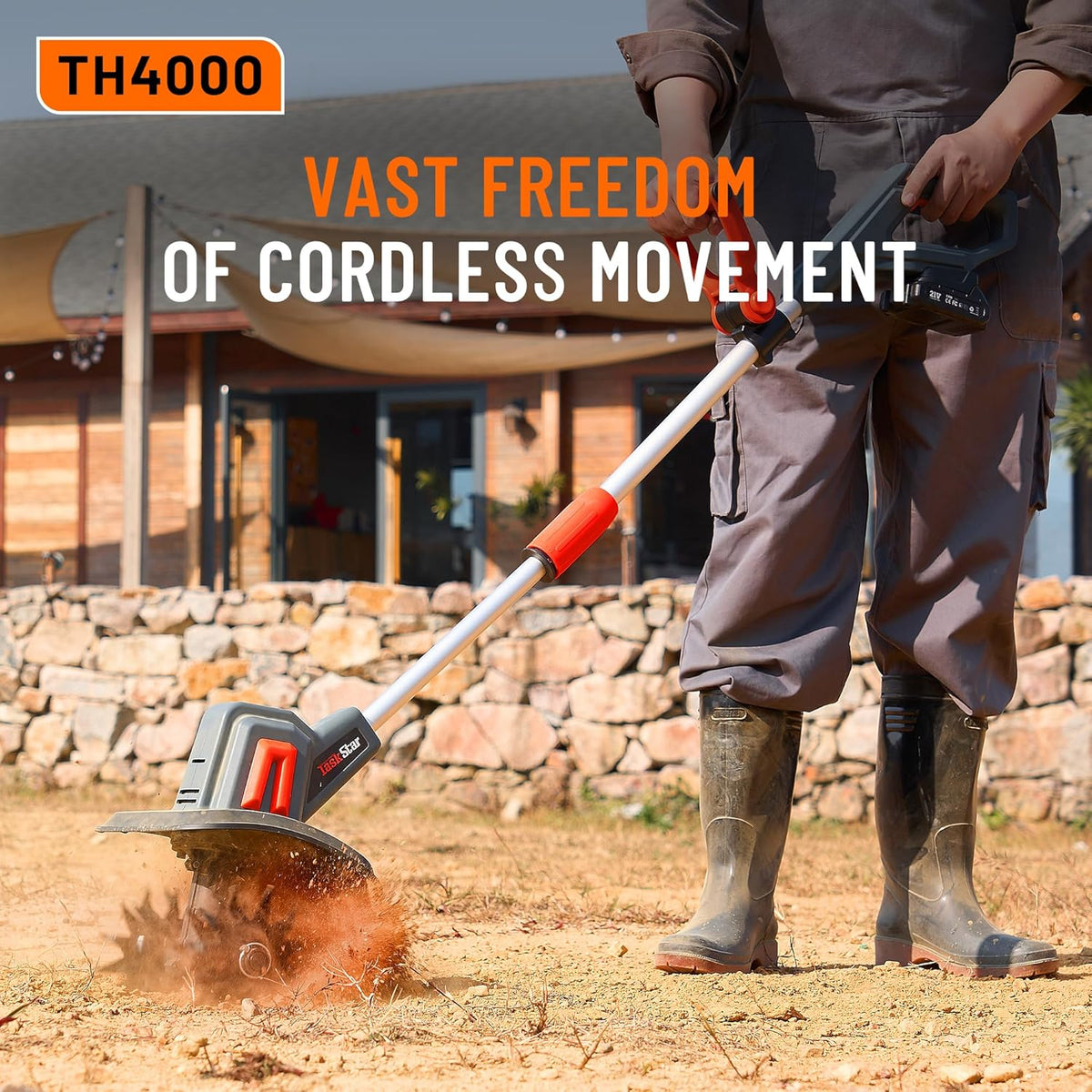 Cordless Tiller for Gardening 360 RPM Rototiller TH4000 Cultivator TaskStar Electric Garden Tiller