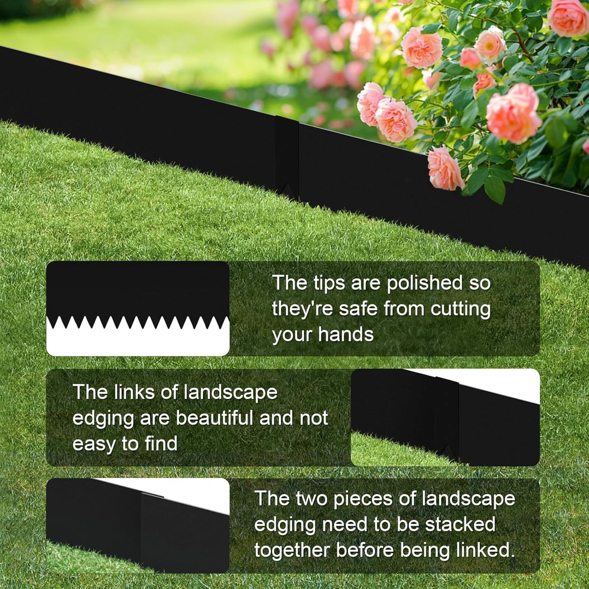 6PCS Galvanized Steel Landscape Edging Kit, 40" L x 12.5" H (20ft Total) Steel Landscape Lawn