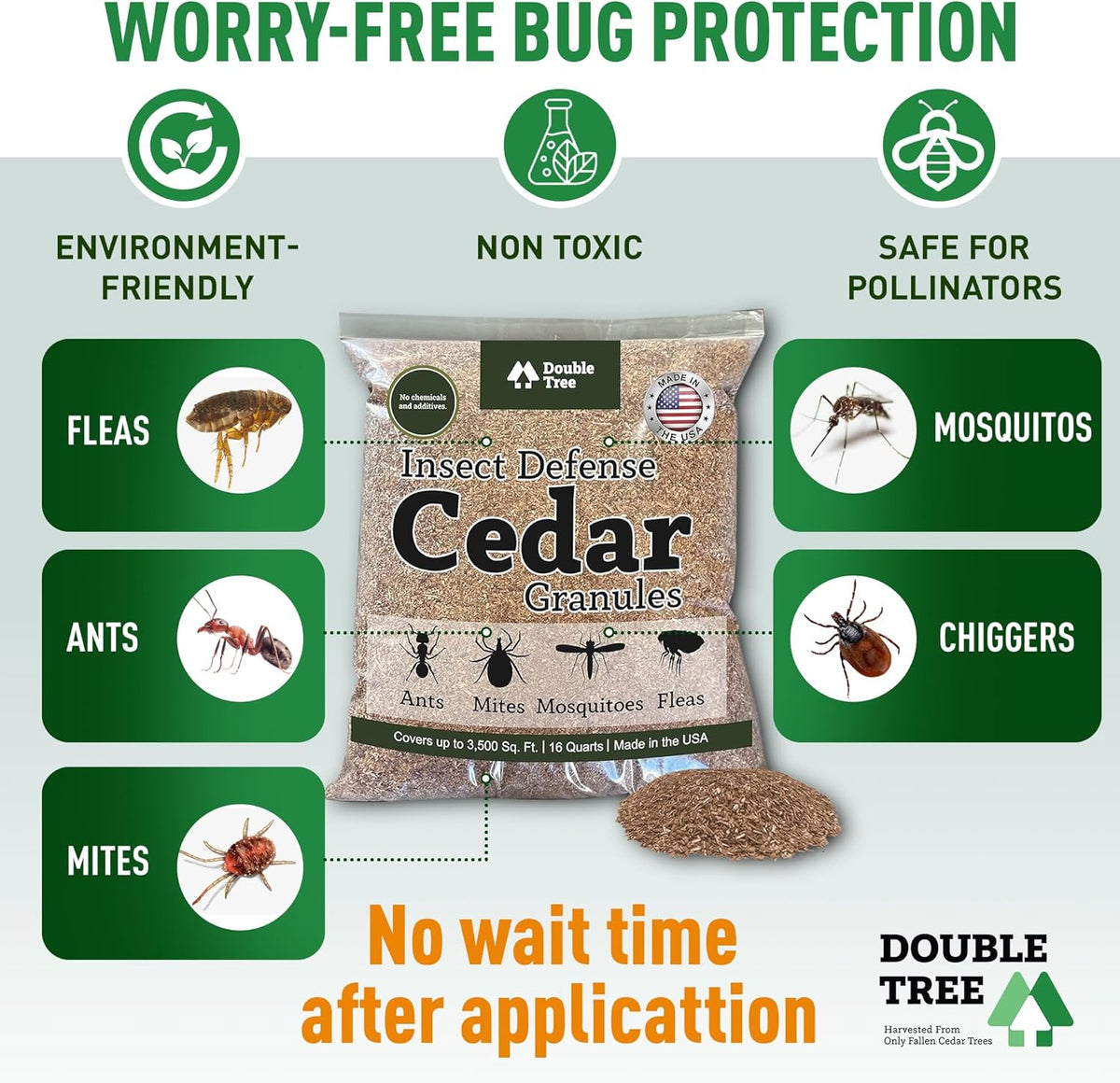 Double Tree Home and Garden Cedar Granules | Repels Fleas, Ticks, Ants, and Mosquitos | Rich Cedar