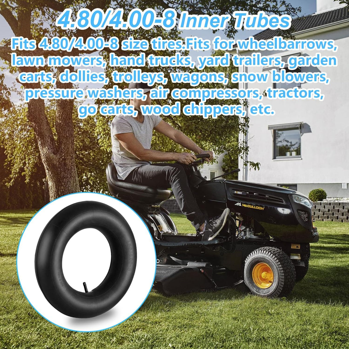 4.80/4.00-8" 4.80 x 4.00-8 Inner Tubes (2 Pack) with TR-13 Straight Valve Stem,for Wheelbarrows