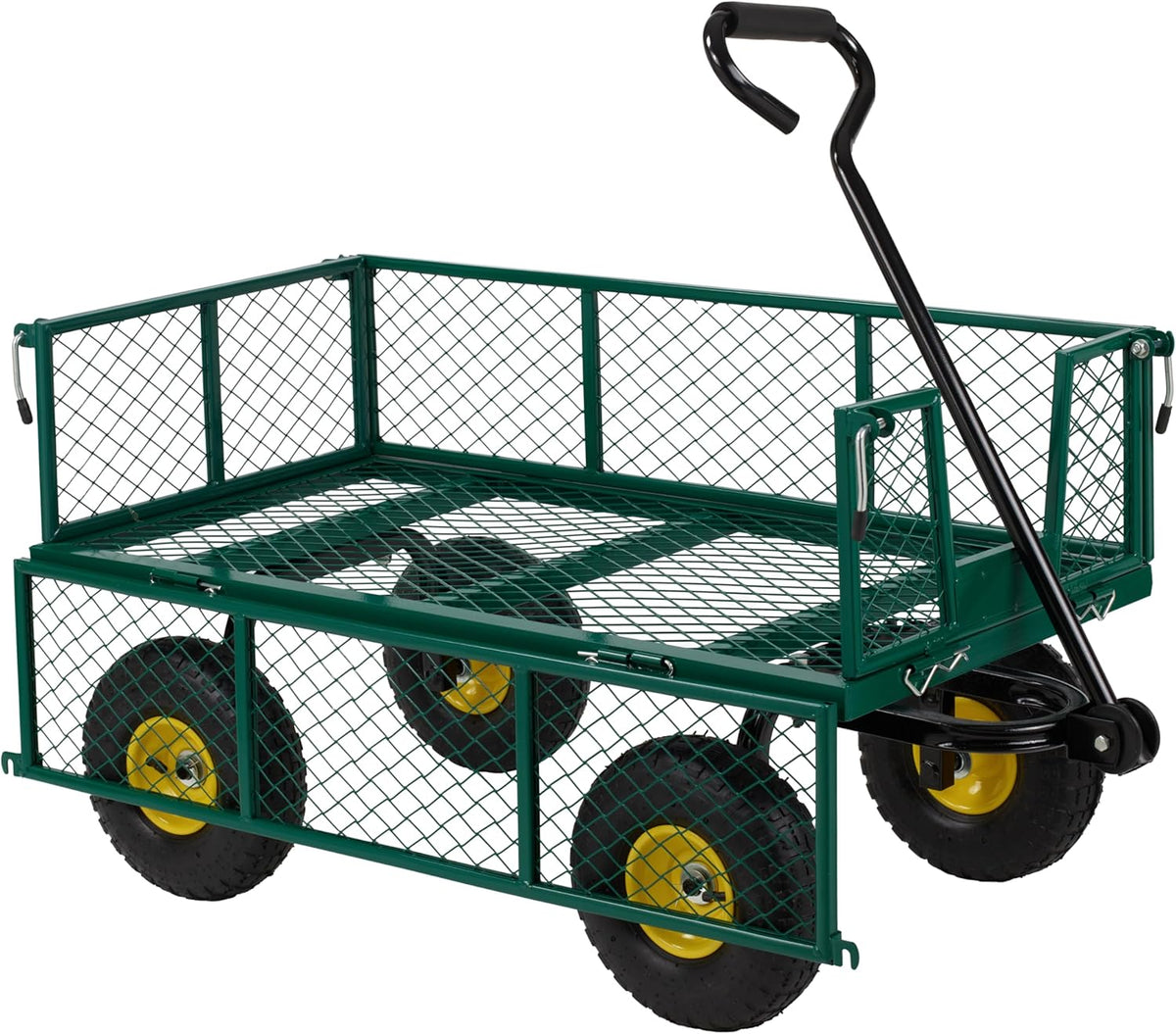 Finnhomy Heavy Duty 1000 Lbs Capacity Mesh Steel Garden Cart, Pullable Garden Wagons Carts on
