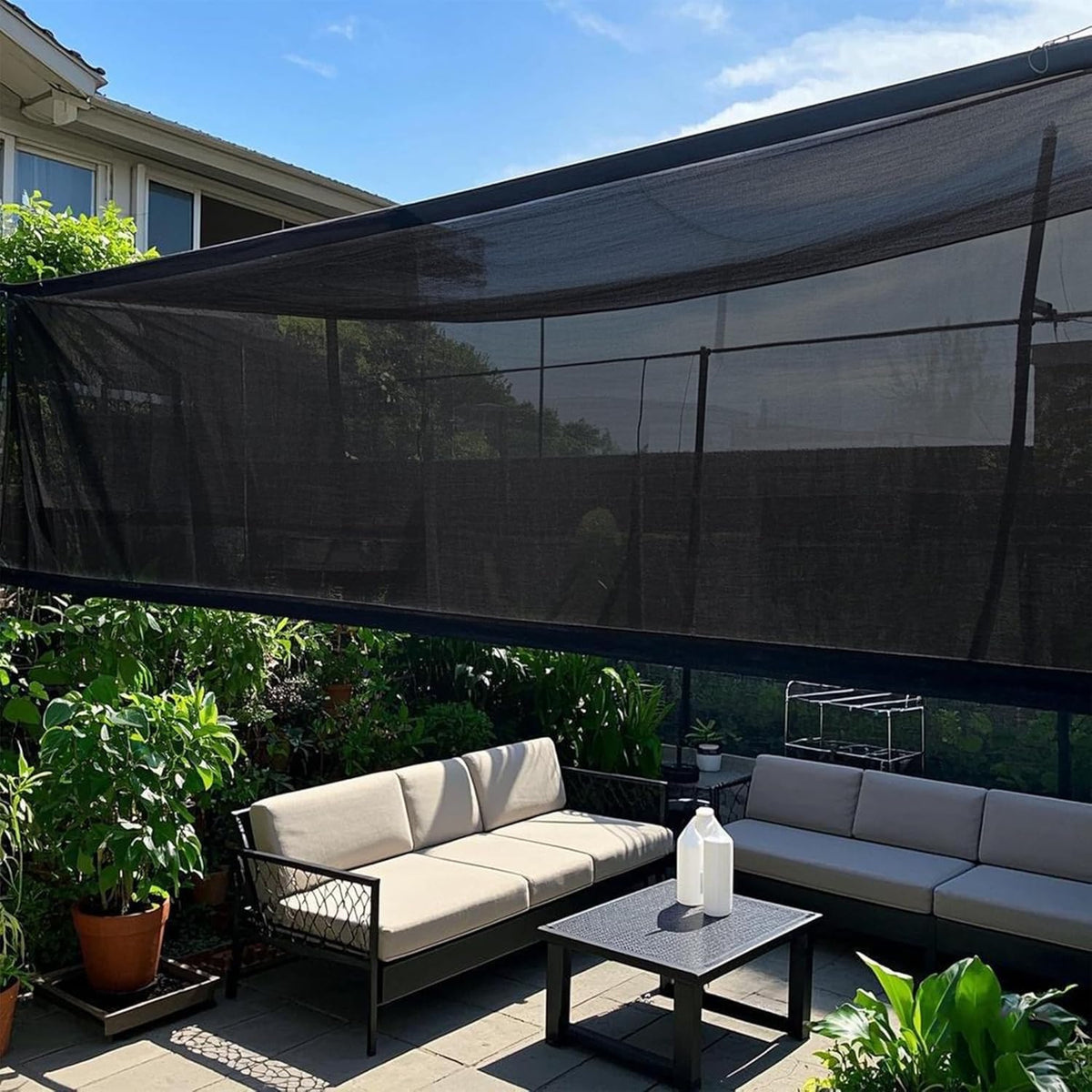 winemana Black Shade Cloth 50%, 5x20 FT Mesh Tarp - Garden Shade for Greenhouse, Patio, Vegetables