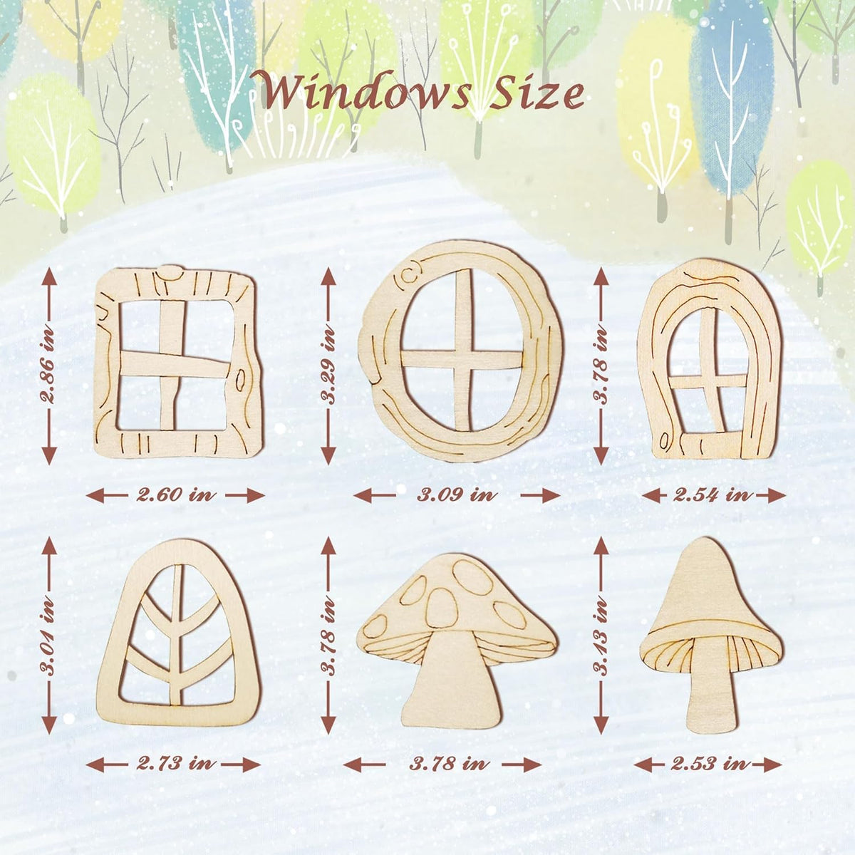 48 Pcs Fairy Door & Window Craft Kit - Wooden Garden Doors, Mini Fences, Unpainted Miniature