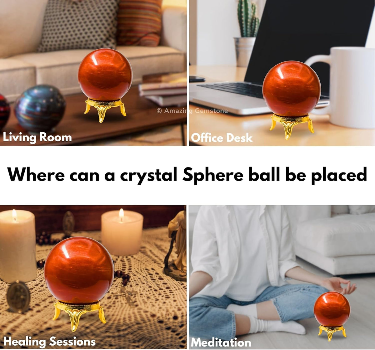 Amazing Gemstone Red Jasper Crystal Ball with Stand - 2 Inches Crystal Sphere Meditation Balls for