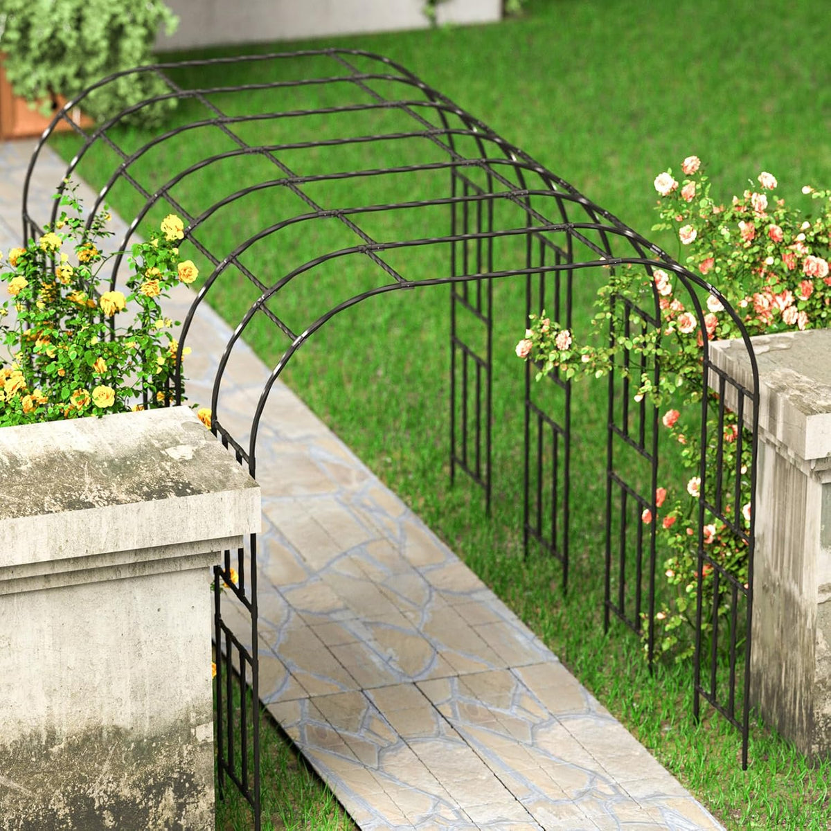 Metal Garden Arch - Length: 98.5in, Wide: 15.8in Garden Arches Trellis for Climbing Plants Outdoor