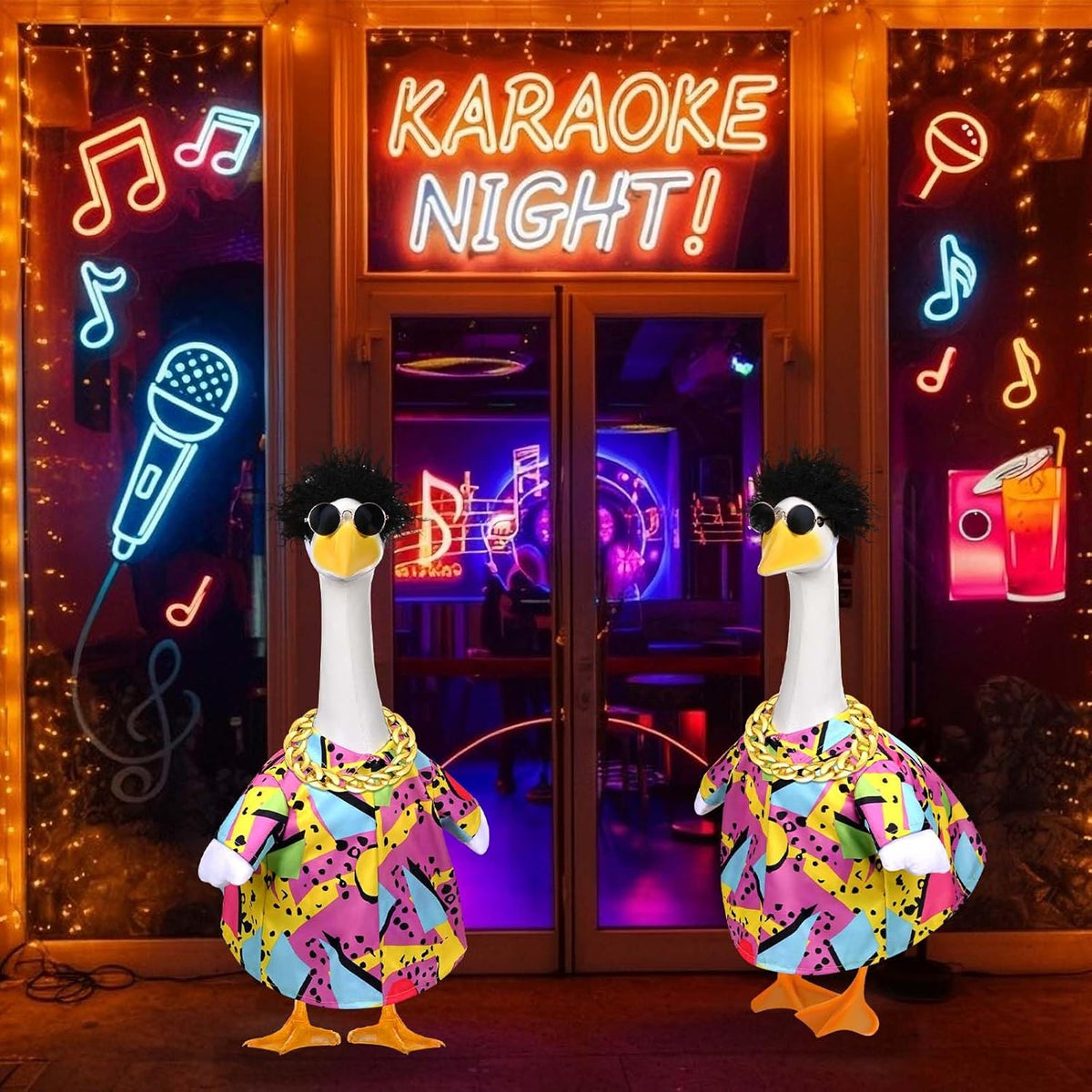 Hip Hop Porch Goose Outfits Cement Statue Concrete Goose Outdoor Patio Garden Concrete Lawn Goose